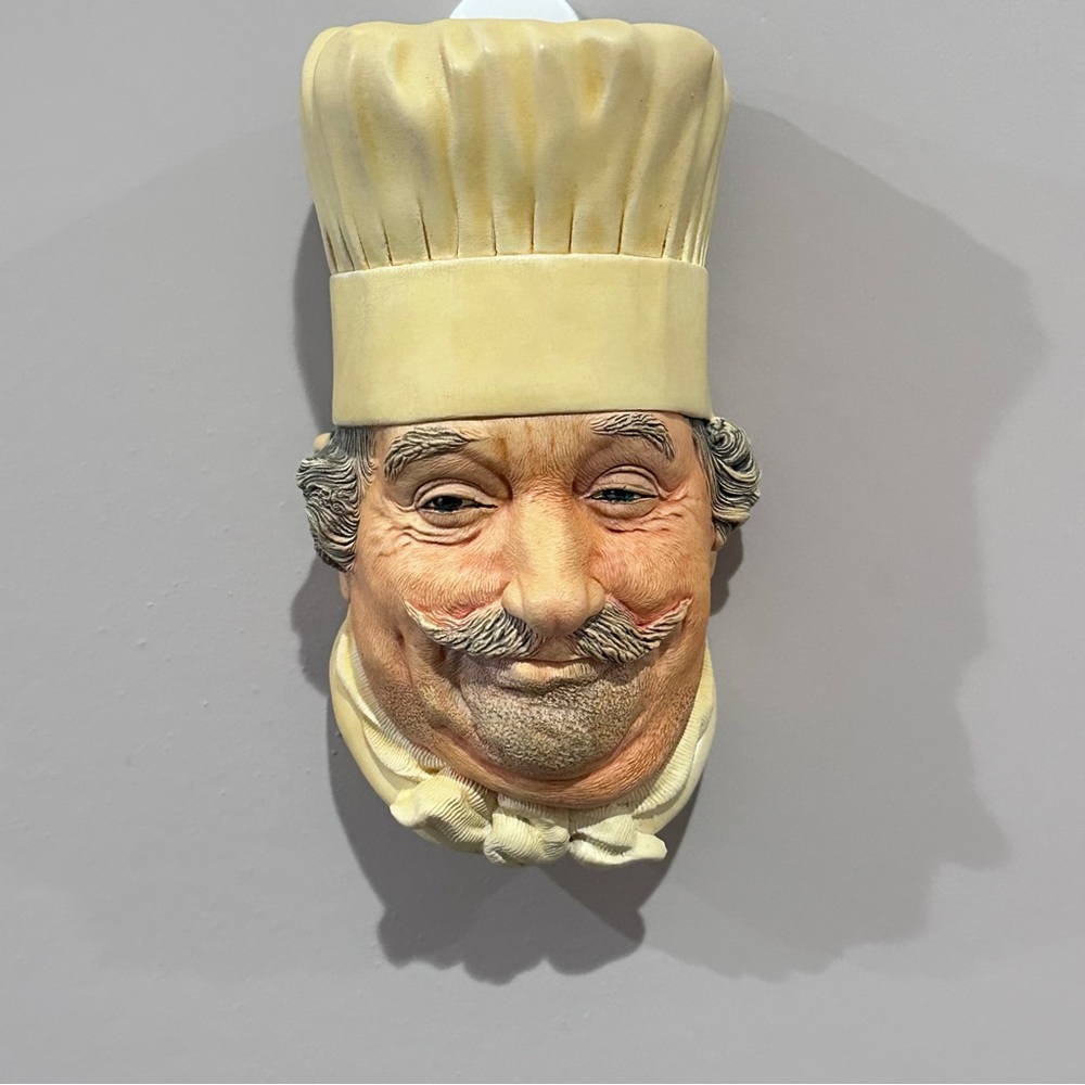 Vintage Bossons 1969 Chef Chalkware Head Wall Plaque